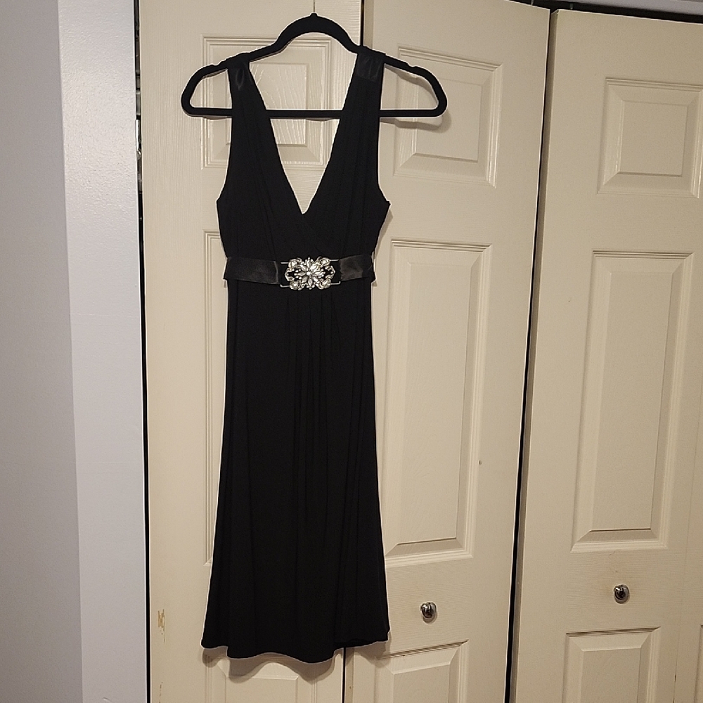 Scarlett Nite Black Midi Dress with Embellished Belt